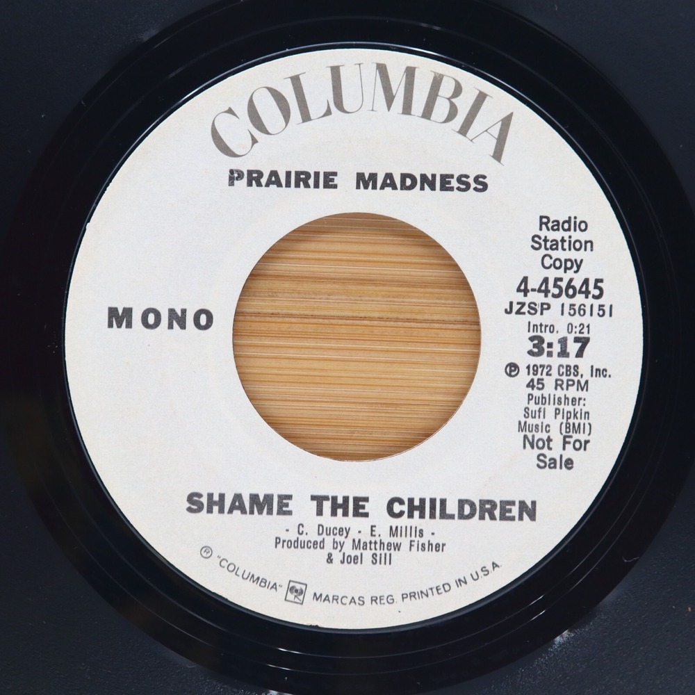 PRAIRIE MADNESS - SHAME THE CHILDREN - ROCK 45 PROMO COLUMBIA